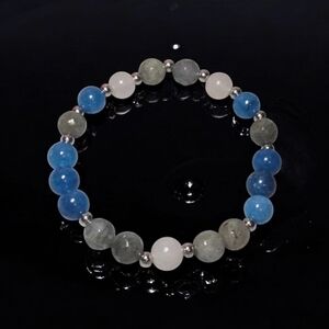 Blue Apatite, Aquamarine & Labradorite Bracelet | 8mm Gemstone Stretch Bracelet